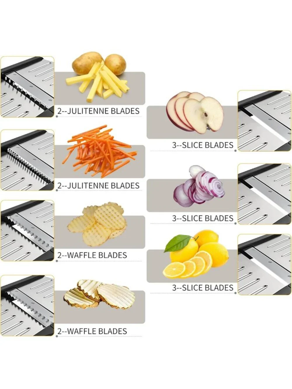 7-in-1 Adjustable Mandoline Slicer | Stainless Steel Vegetable Cutter with